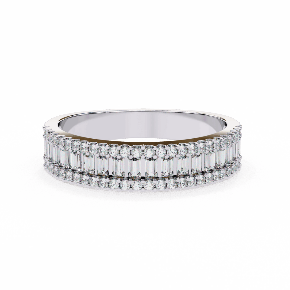 4.6 mm Baguette and Round Channel-Set Half Eternity Band