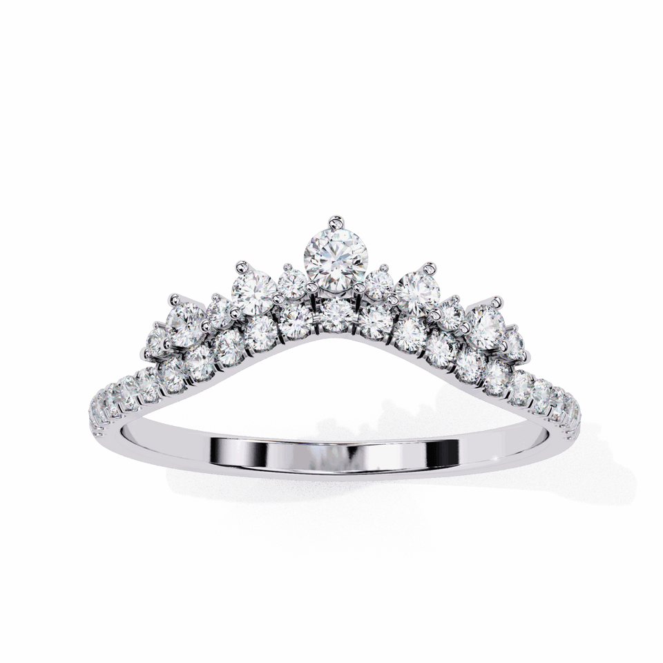 1.8 mm Round Cut Cluster Curved Wedding Band