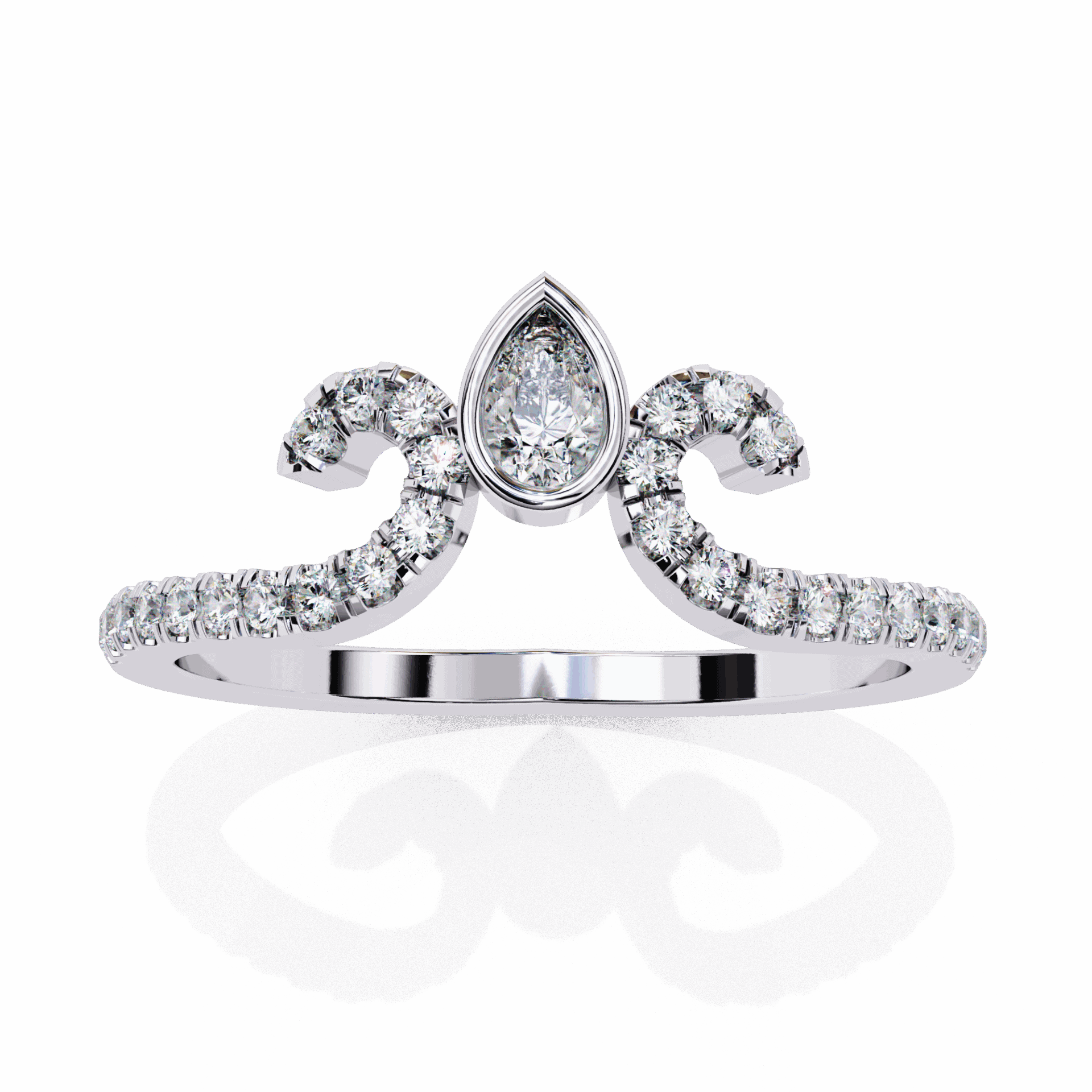 0.25 Carat Pear and Round Timeless Wedding Band in Moissanite | House of Estara