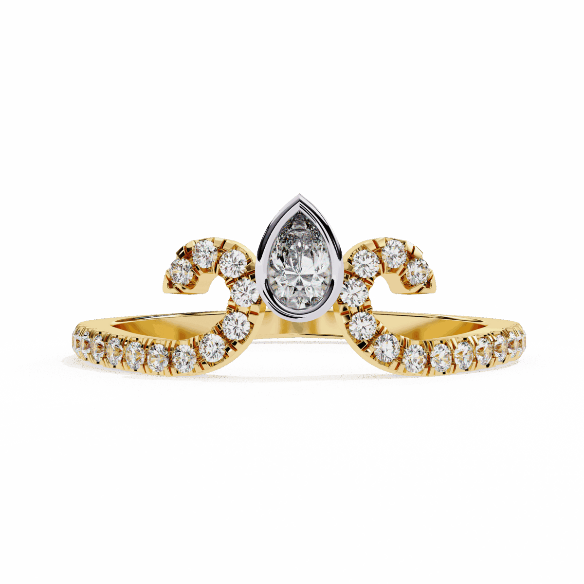 0.25 Carat Pear and Round Timeless Wedding Band in Moissanite | House of Estara