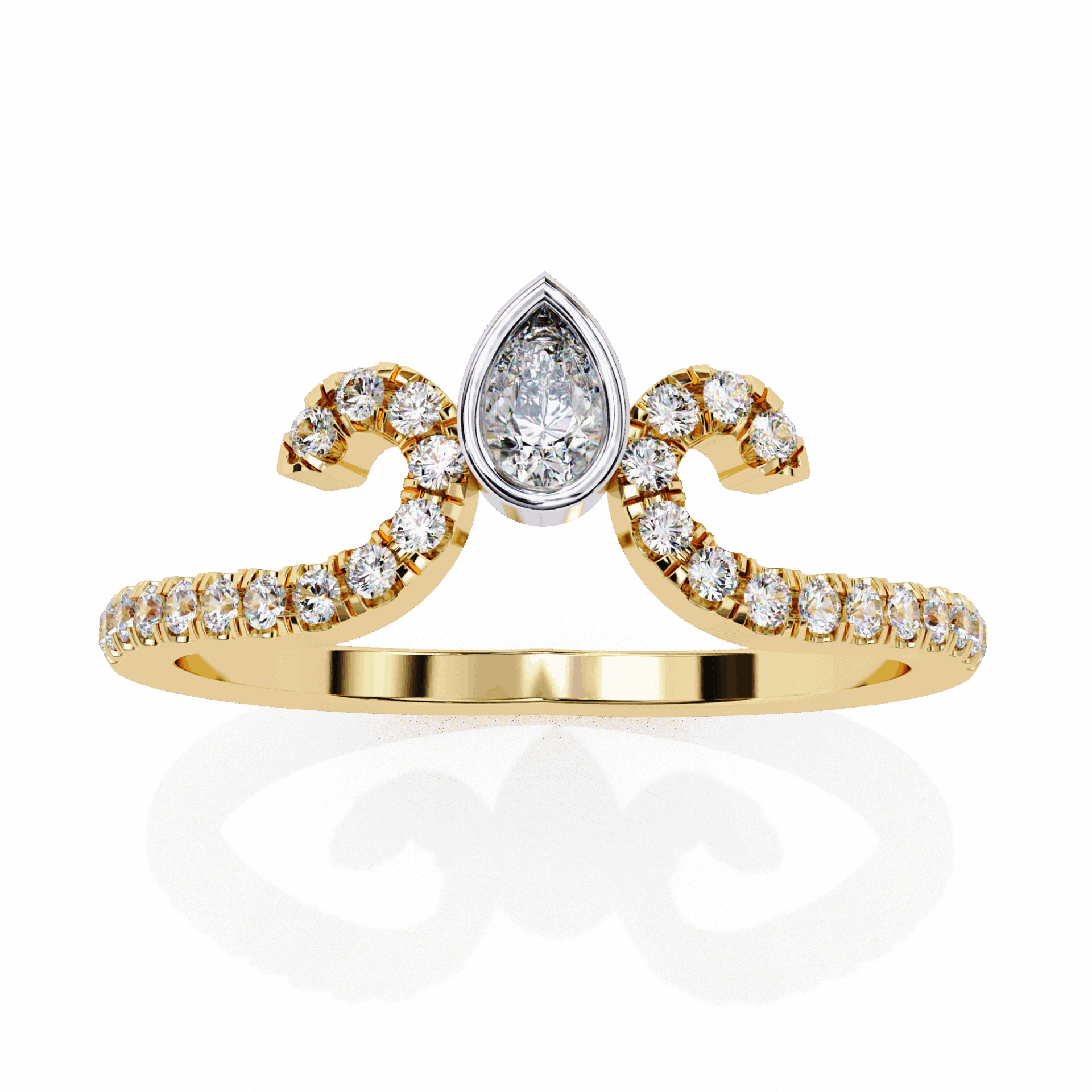 0.25 Carat Pear and Round Timeless Wedding Band in Moissanite | House of Estara