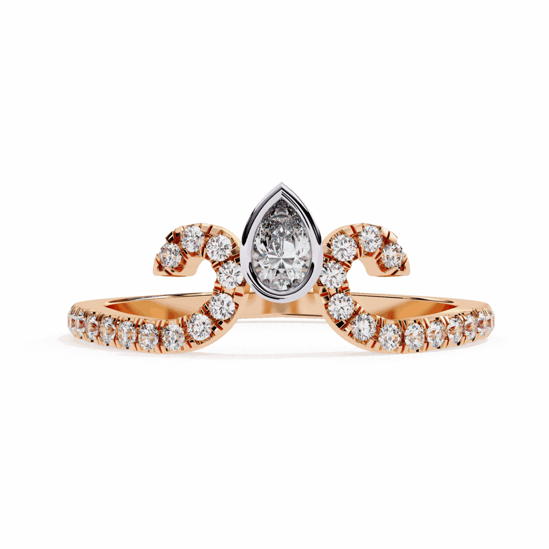 0.25 Carat Pear and Round Timeless Wedding Band in Moissanite | House of Estara