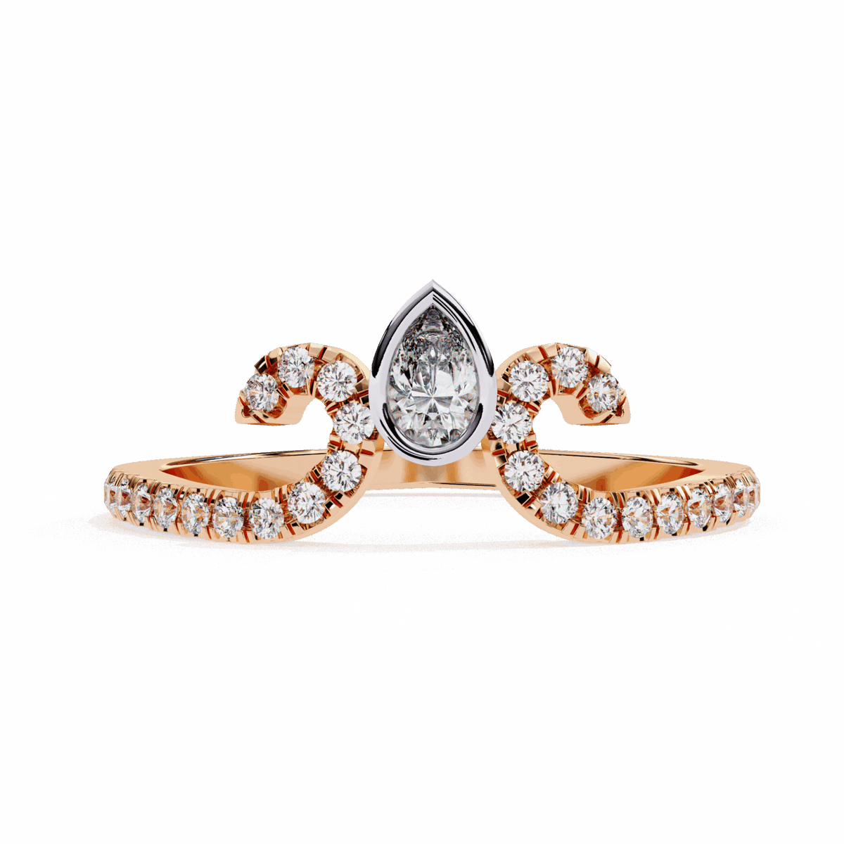 0.25 Carat Pear and Round Timeless Wedding Band in Moissanite | House of Estara