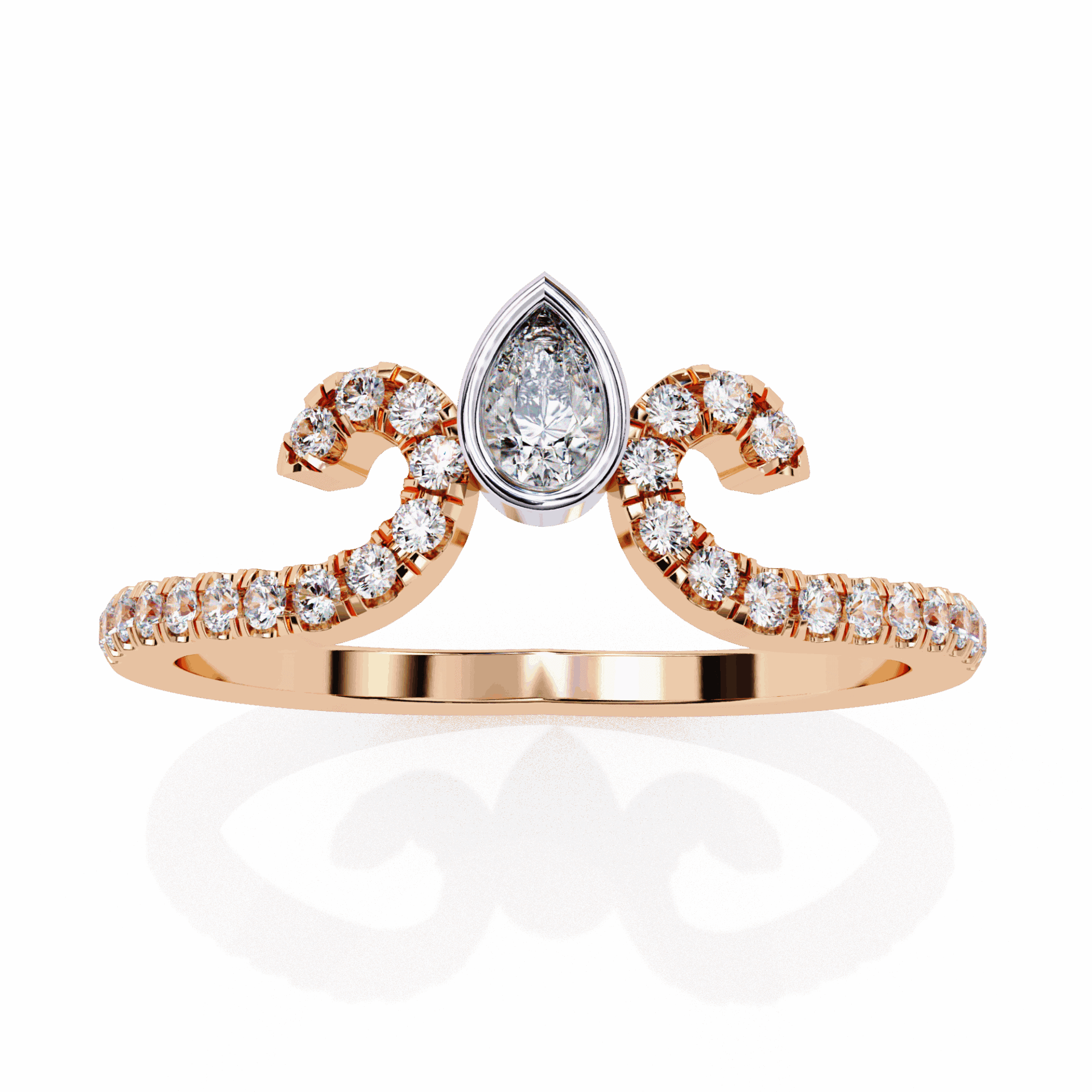 0.25 Carat Pear and Round Timeless Wedding Band in Moissanite | House of Estara