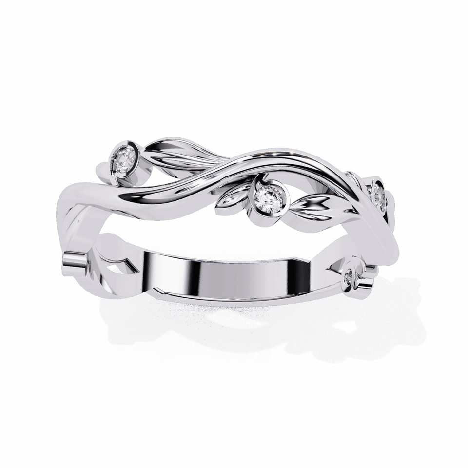 5 mm Round Cut Bezel Vine Wedding Band