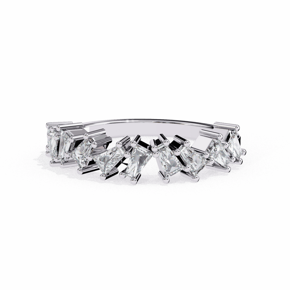 5.2 mm Tapered Baguette Cut Scattered Half Eternity Band