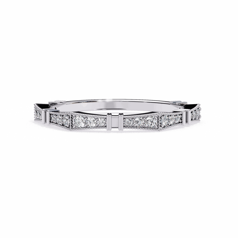 2.5 mm Round Cut Faceted Pavé Station Band