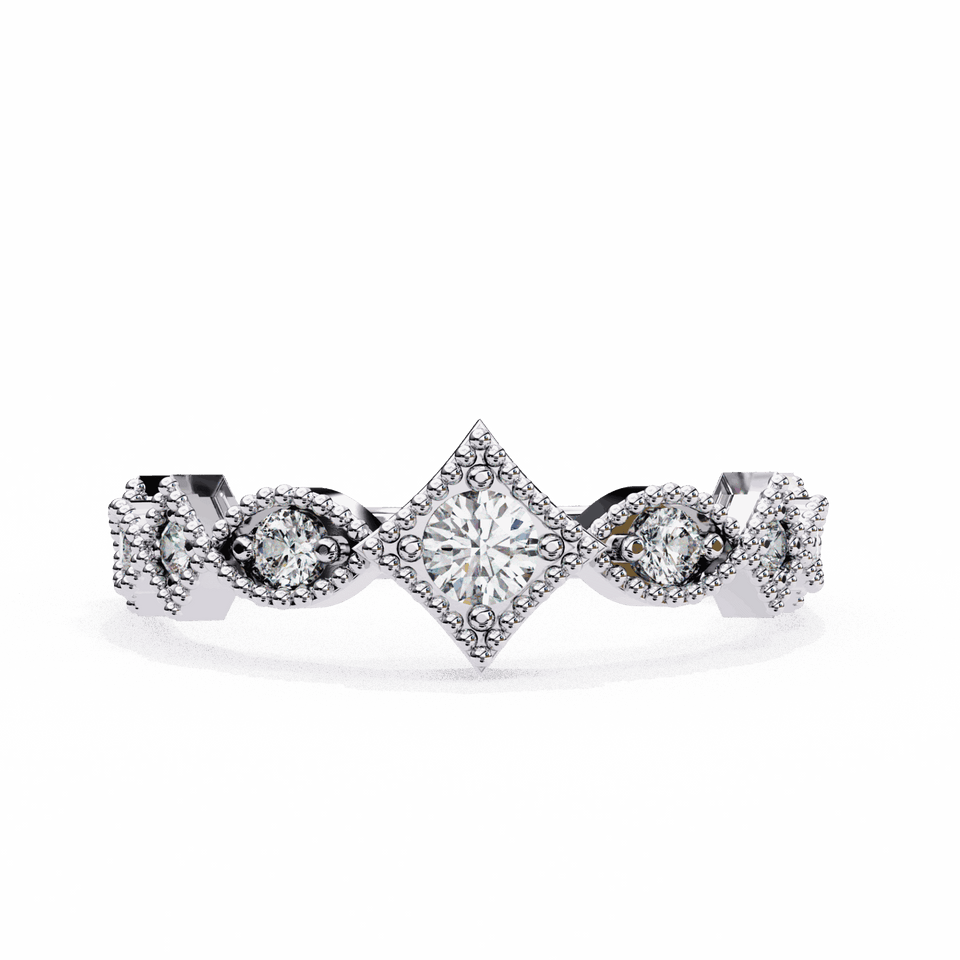 3 mm Round Cut Vintage Milgrain Station Band
