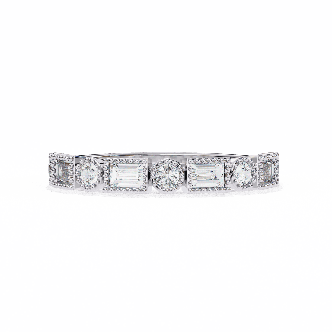 0.35 Carat Baguette and Round Eternity Band in Moissanite | House of Estara