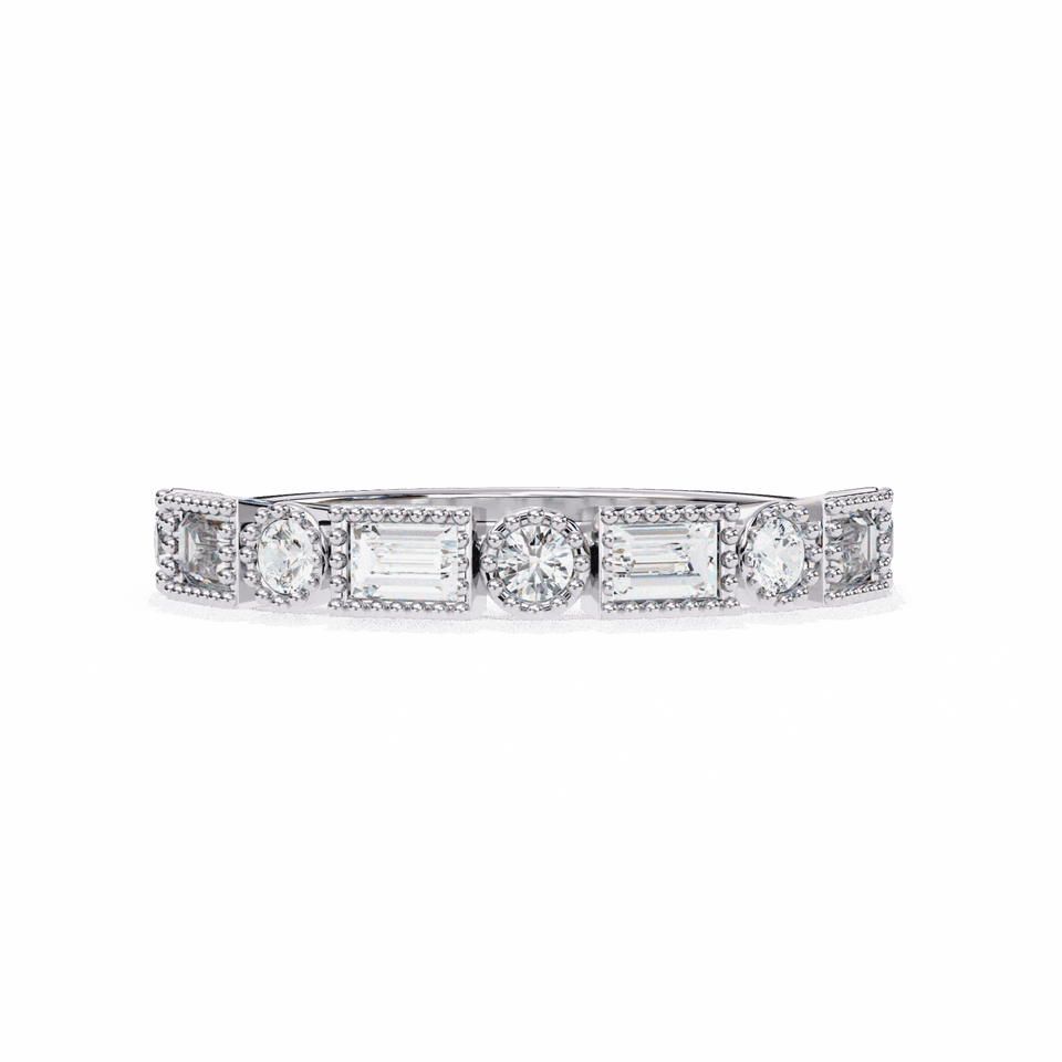 3 mm Baguette and Round Cut Bezel Station Band