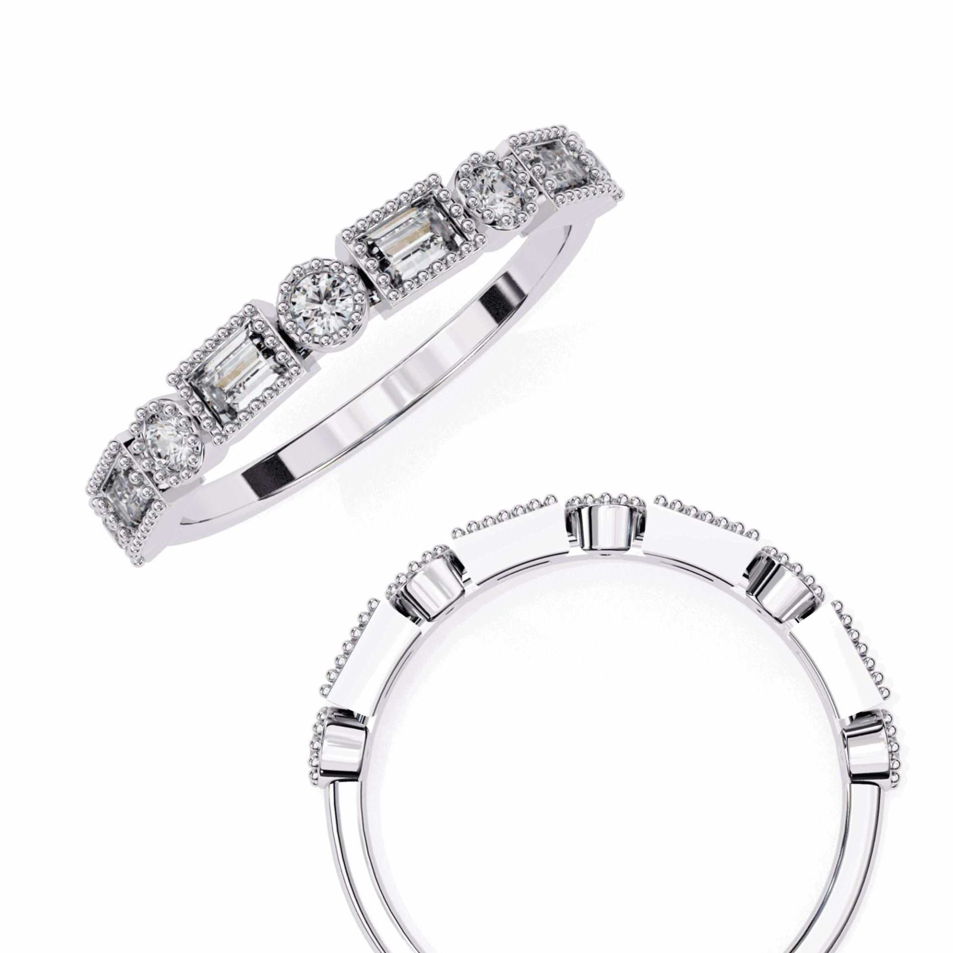 0.35 Carat Baguette and Round Eternity Band in Moissanite | House of Estara