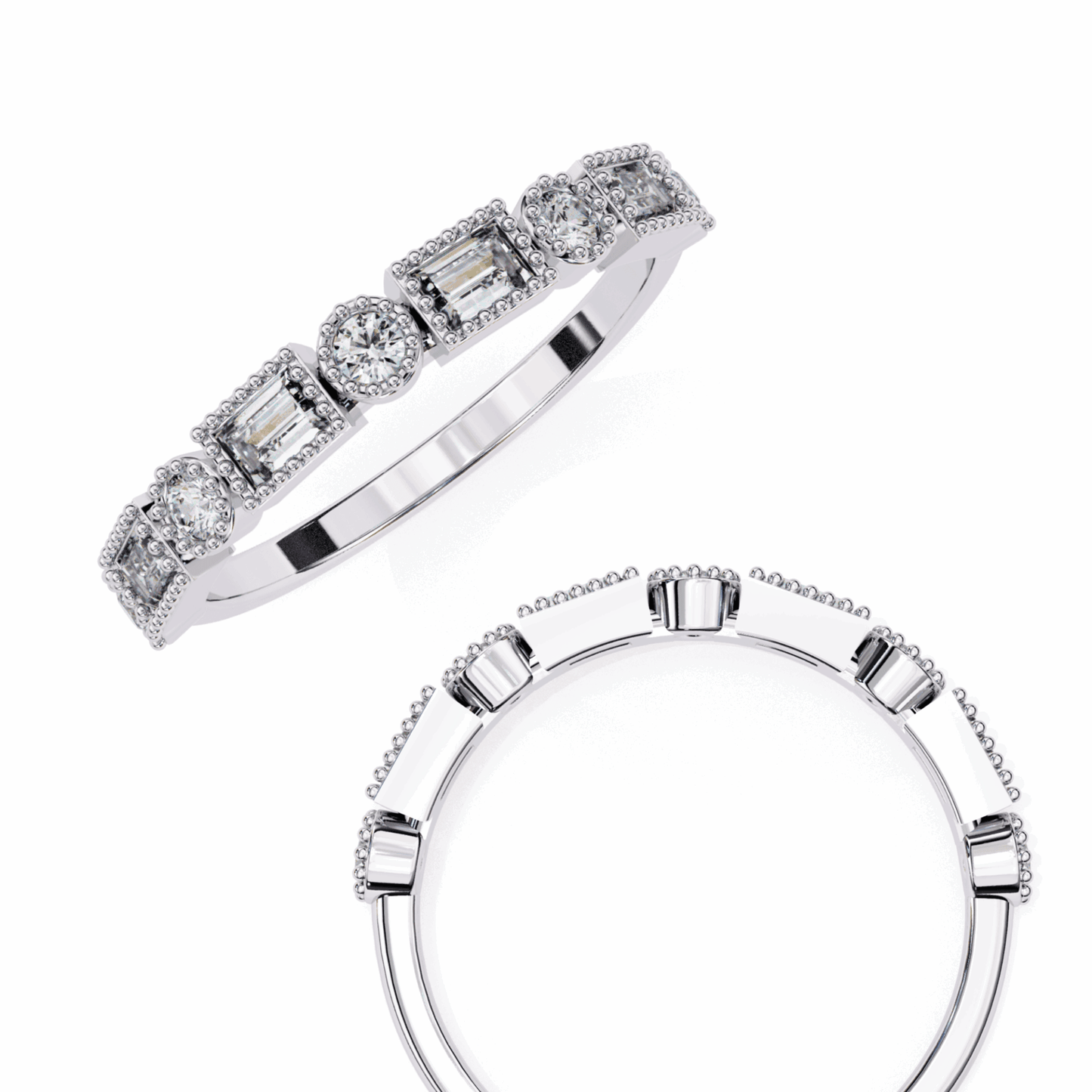 0.35 Carat Baguette and Round Eternity Band in Moissanite | House of Estara