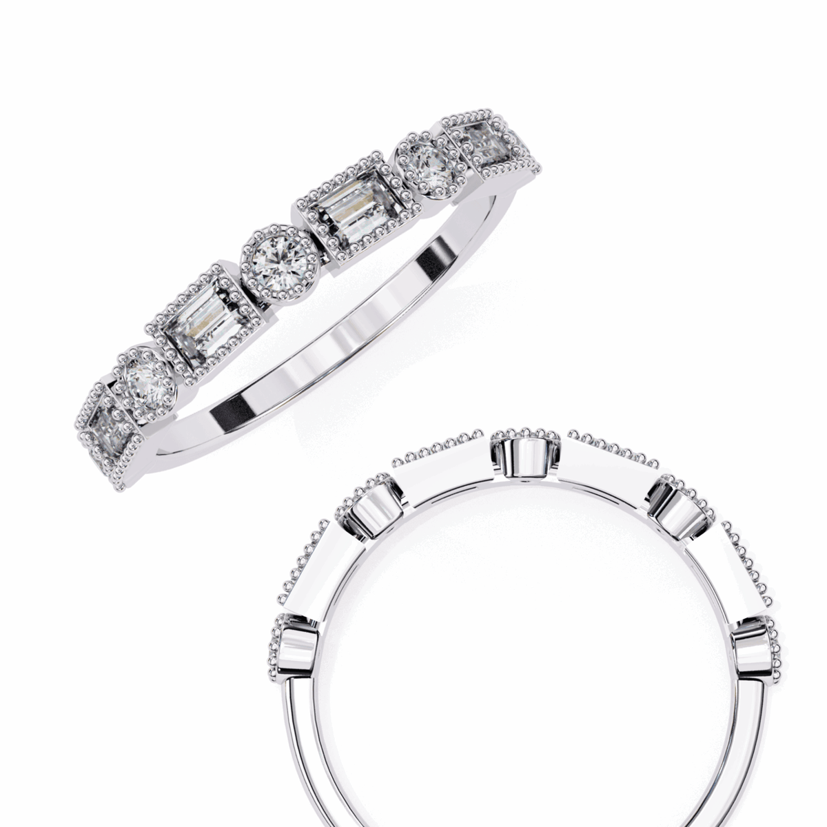 0.35 Carat Baguette and Round Eternity Band in Moissanite | House of Estara
