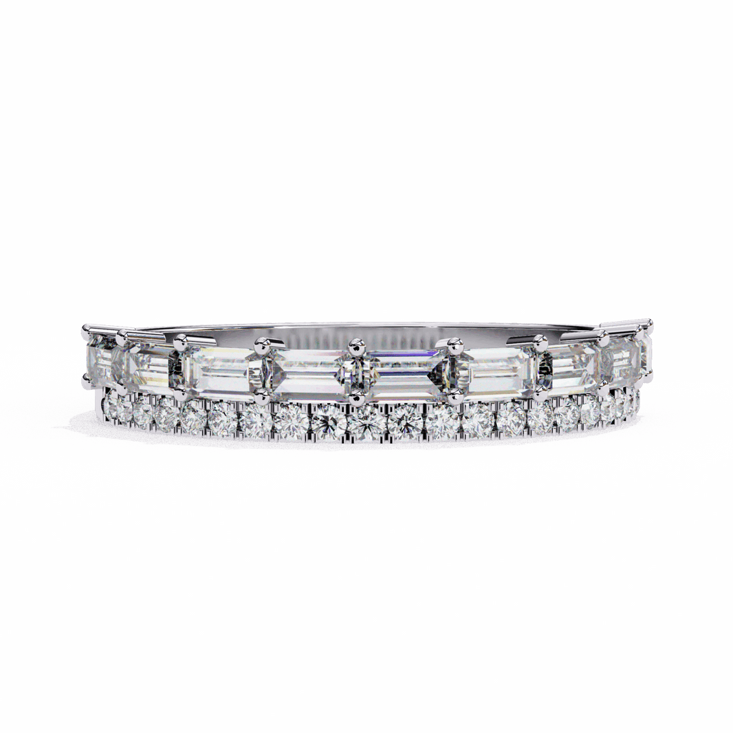 0.75 Carat Baguette and Round Eternity Ring in Moissanite | House of Estara
