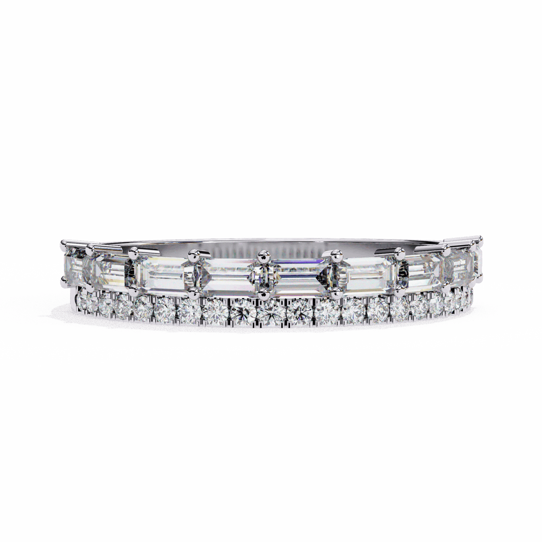 0.75 Carat Baguette and Round Eternity Ring in Moissanite | House of Estara