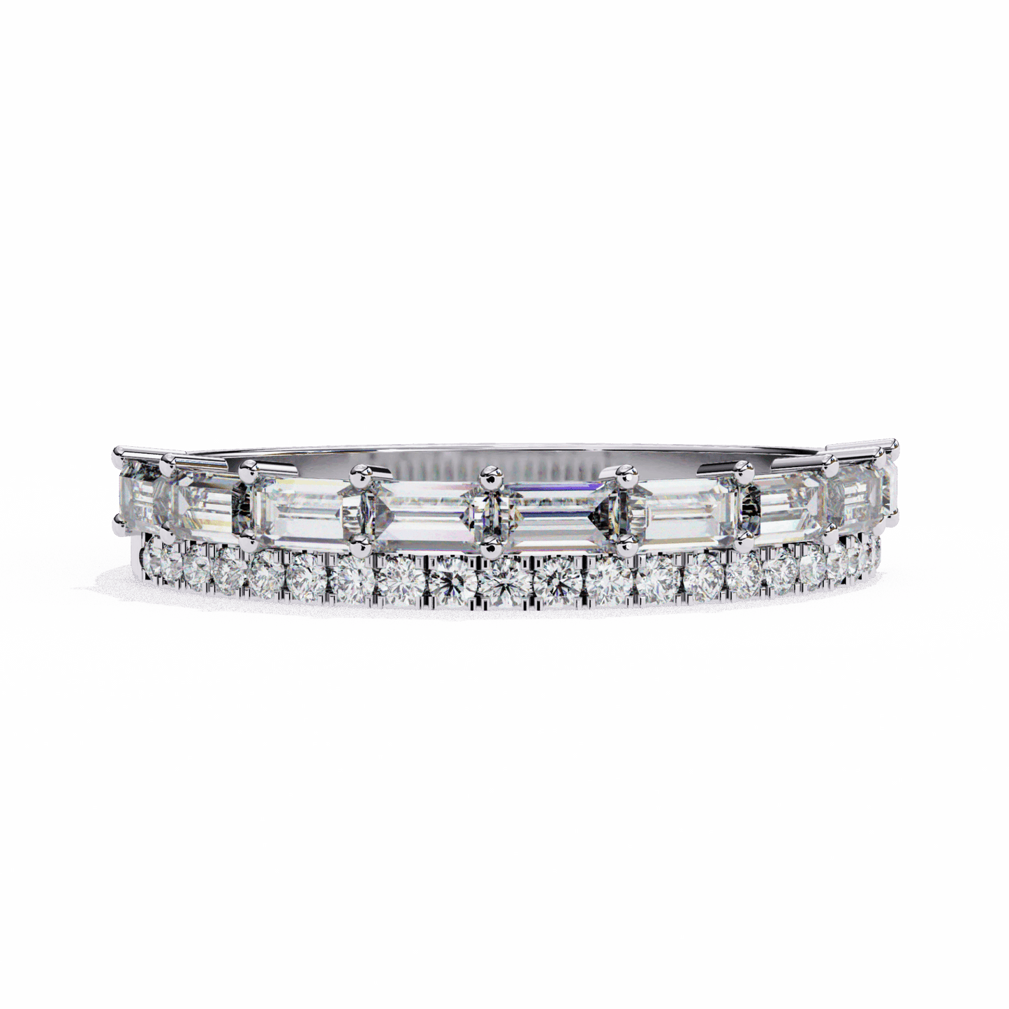 0.75 Carat Baguette and Round Eternity Ring in Moissanite | House of Estara