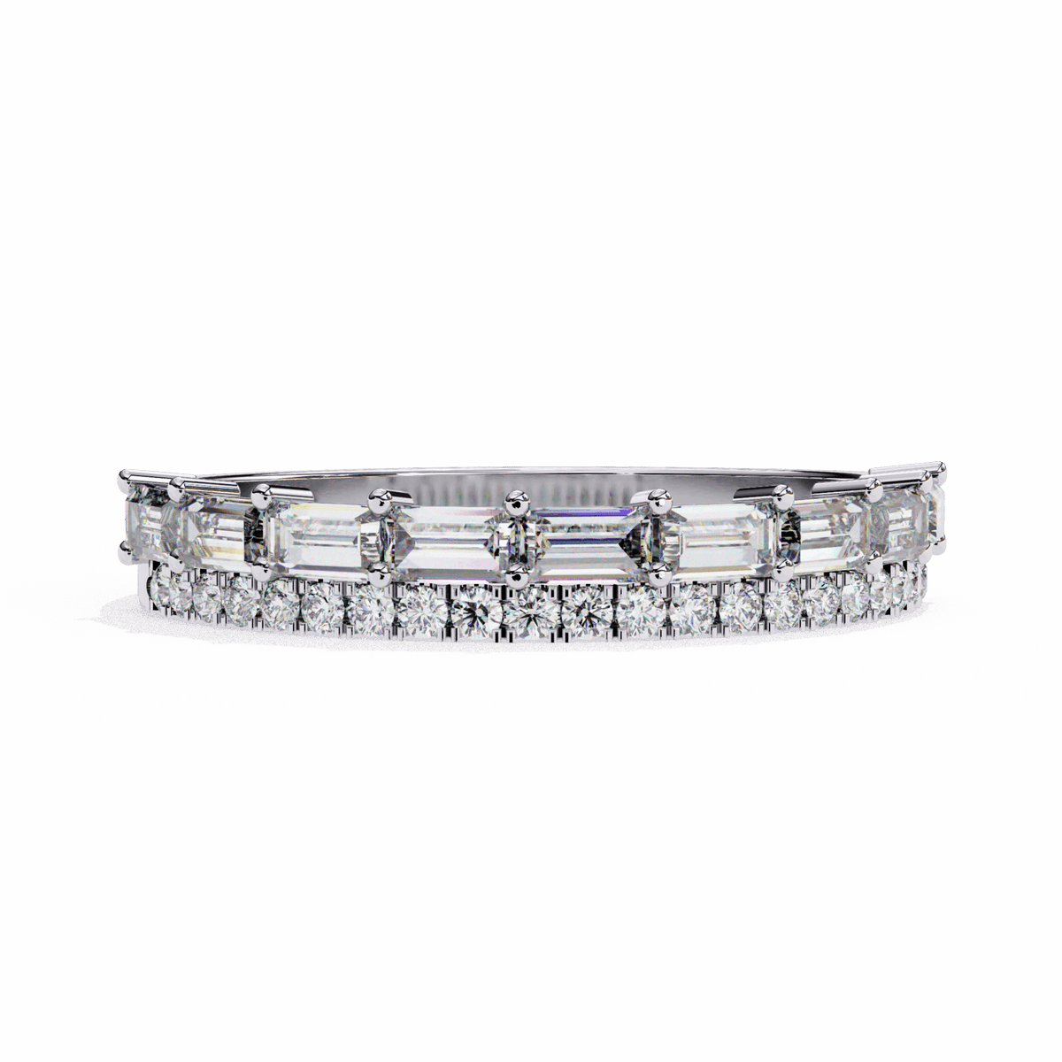 0.75 Carat Baguette and Round Eternity Ring in Moissanite | House of Estara