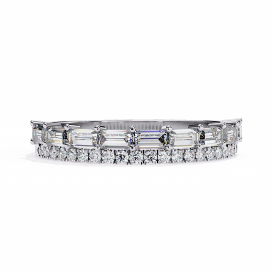 0.75 Carat Baguette and Round Eternity Ring in Moissanite | House of Estara