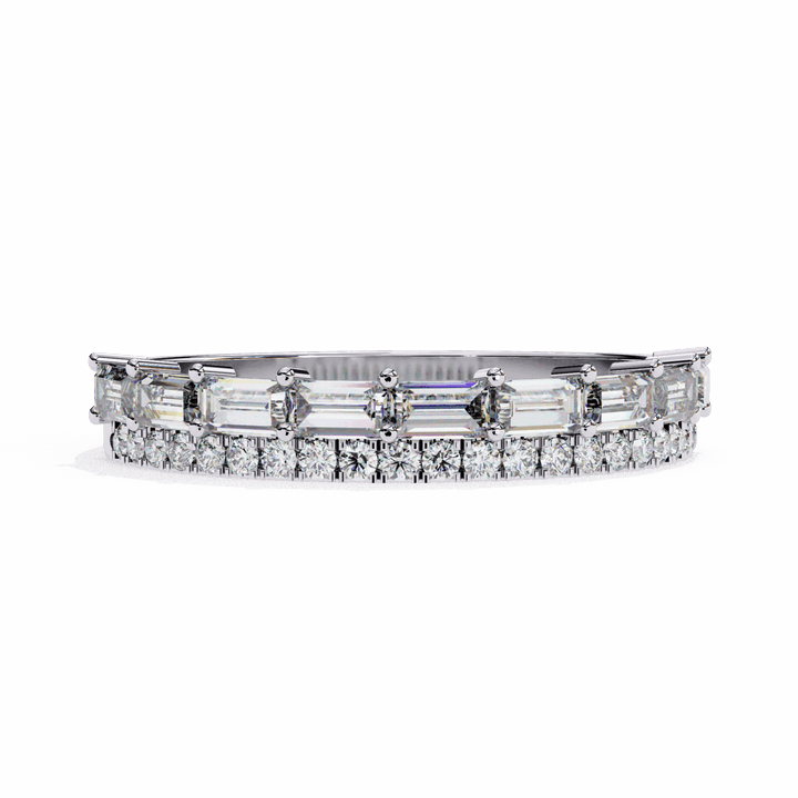 0.75 Carat Baguette and Round Eternity Ring in Moissanite | House of Estara
