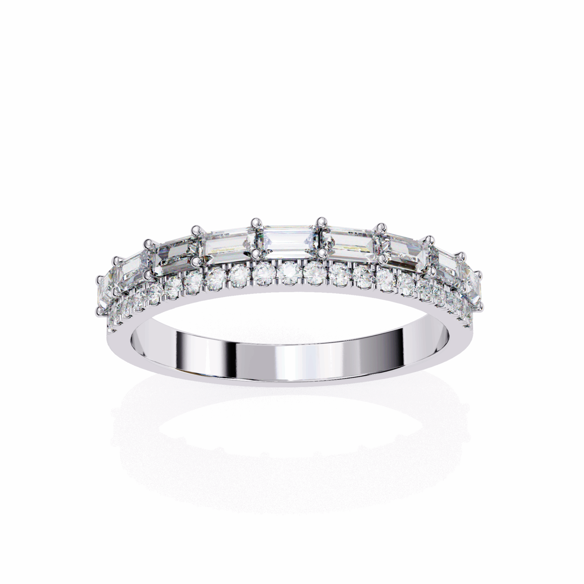 0.75 Carat Baguette and Round Eternity Ring in Moissanite | House of Estara