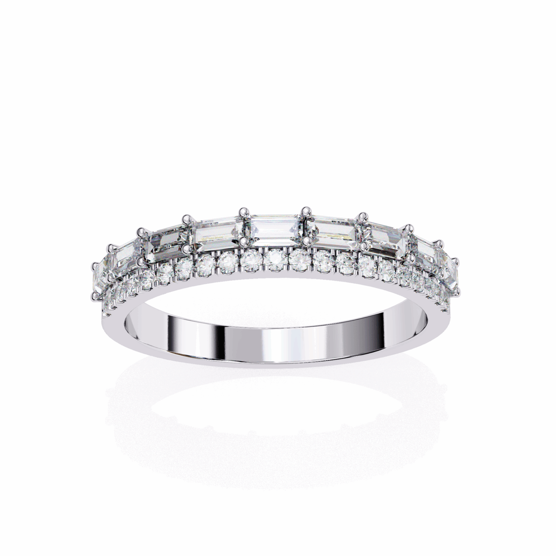 0.75 Carat Baguette and Round Eternity Ring in Moissanite | House of Estara