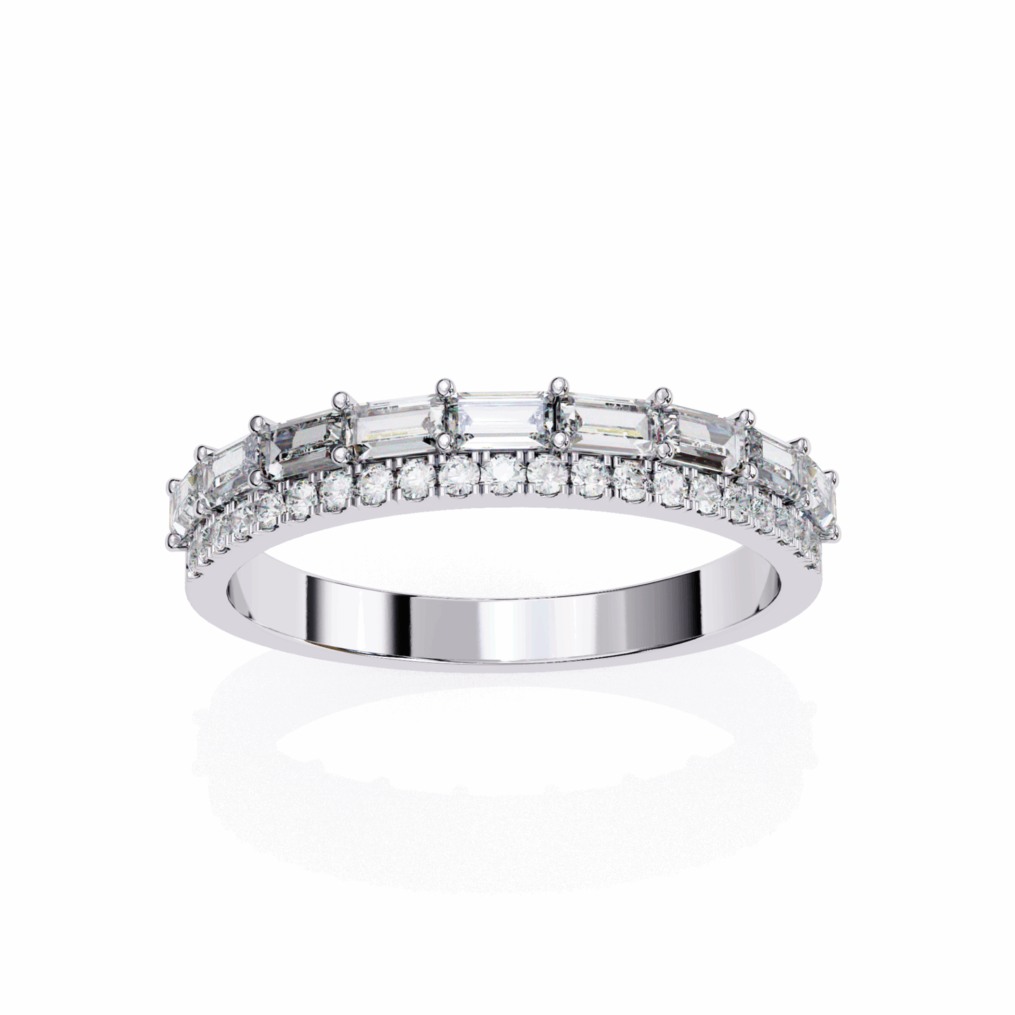 0.75 Carat Baguette and Round Eternity Ring in Moissanite | House of Estara