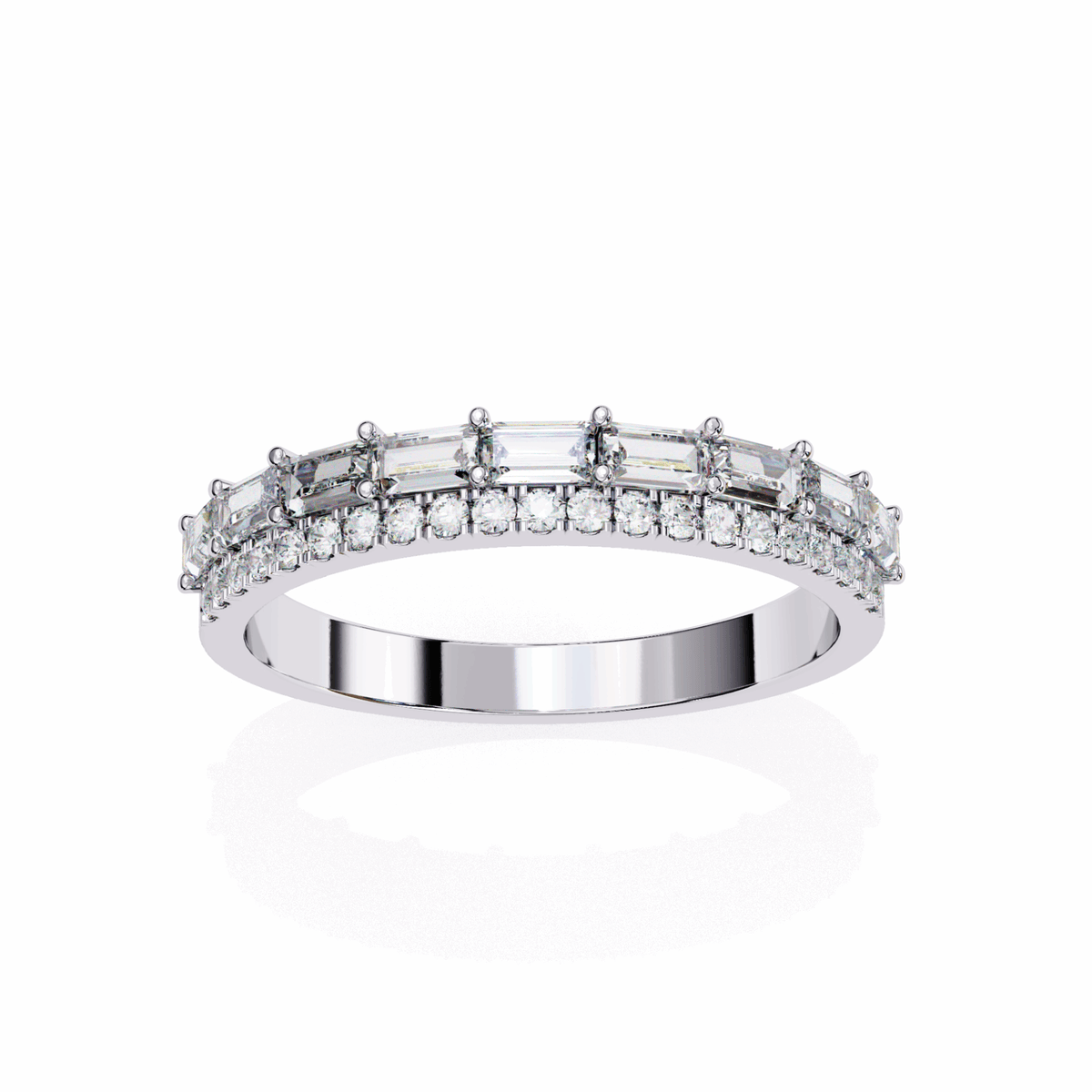 0.75 Carat Baguette and Round Eternity Ring in Moissanite | House of Estara