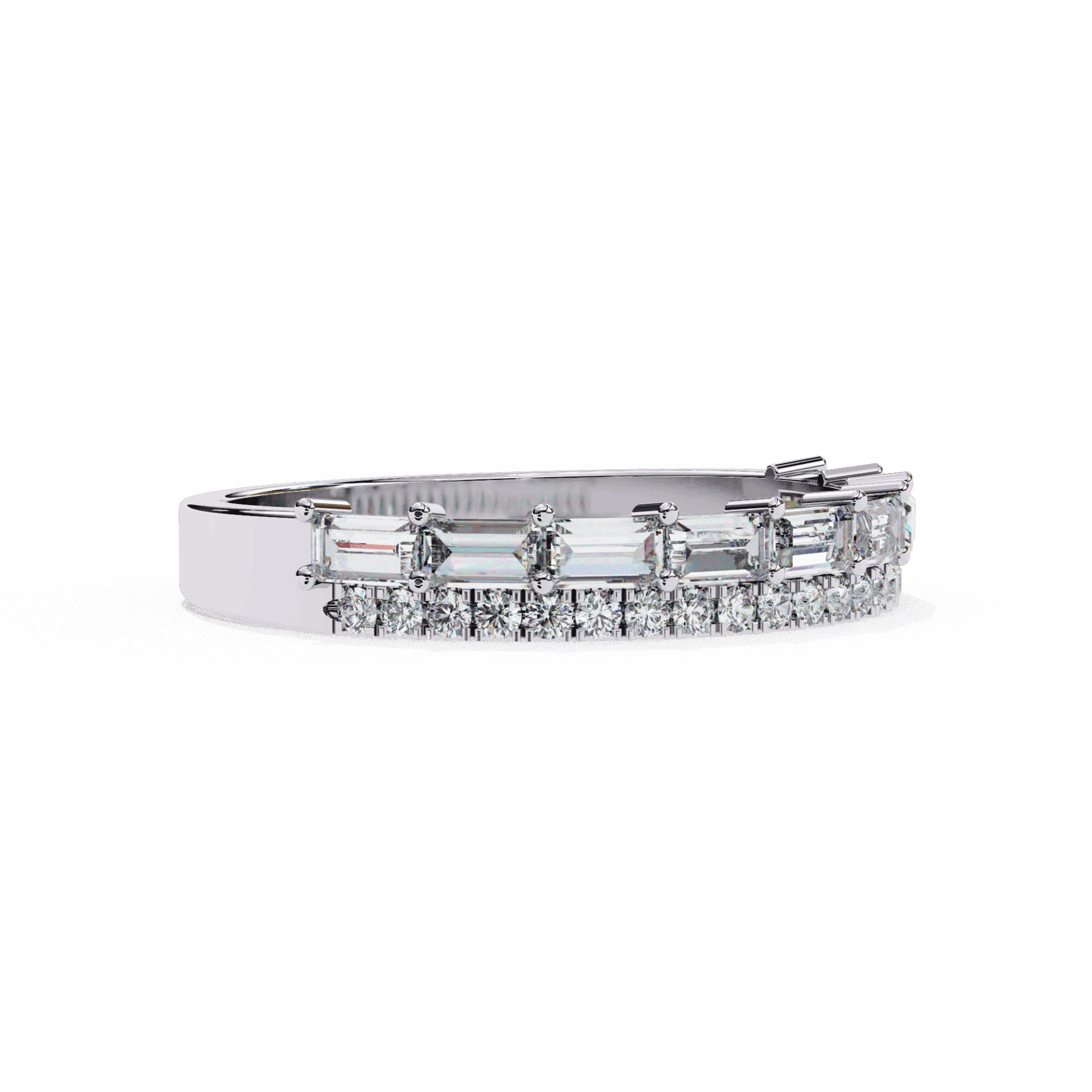 0.75 Carat Baguette and Round Eternity Ring in Moissanite | House of Estara