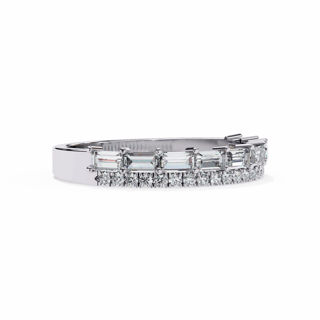 0.75 Carat Baguette and Round Eternity Ring in Moissanite | House of Estara