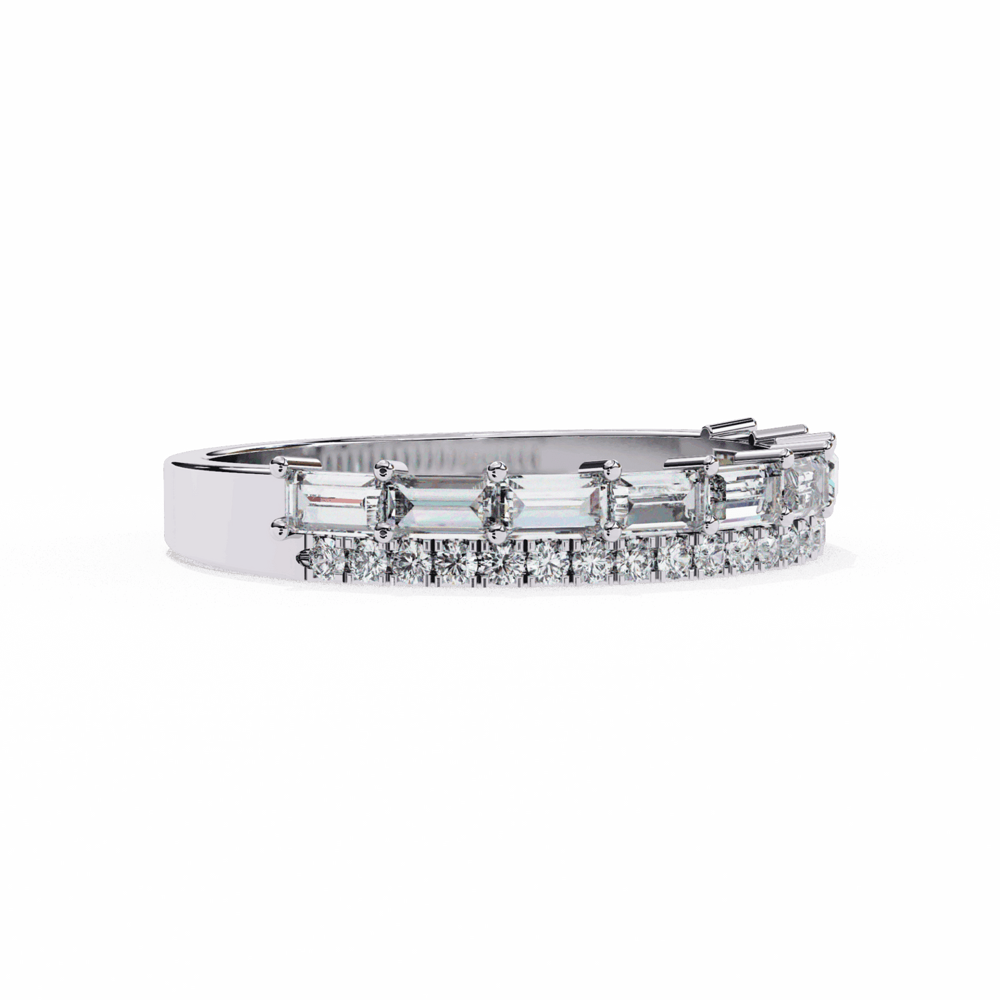 0.75 Carat Baguette and Round Eternity Ring in Moissanite | House of Estara
