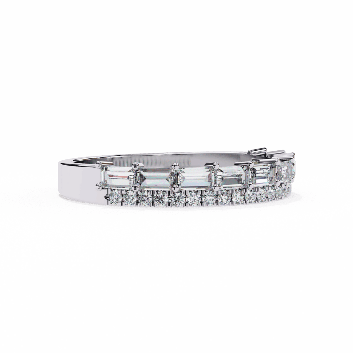 0.75 Carat Baguette and Round Eternity Ring in Moissanite | House of Estara