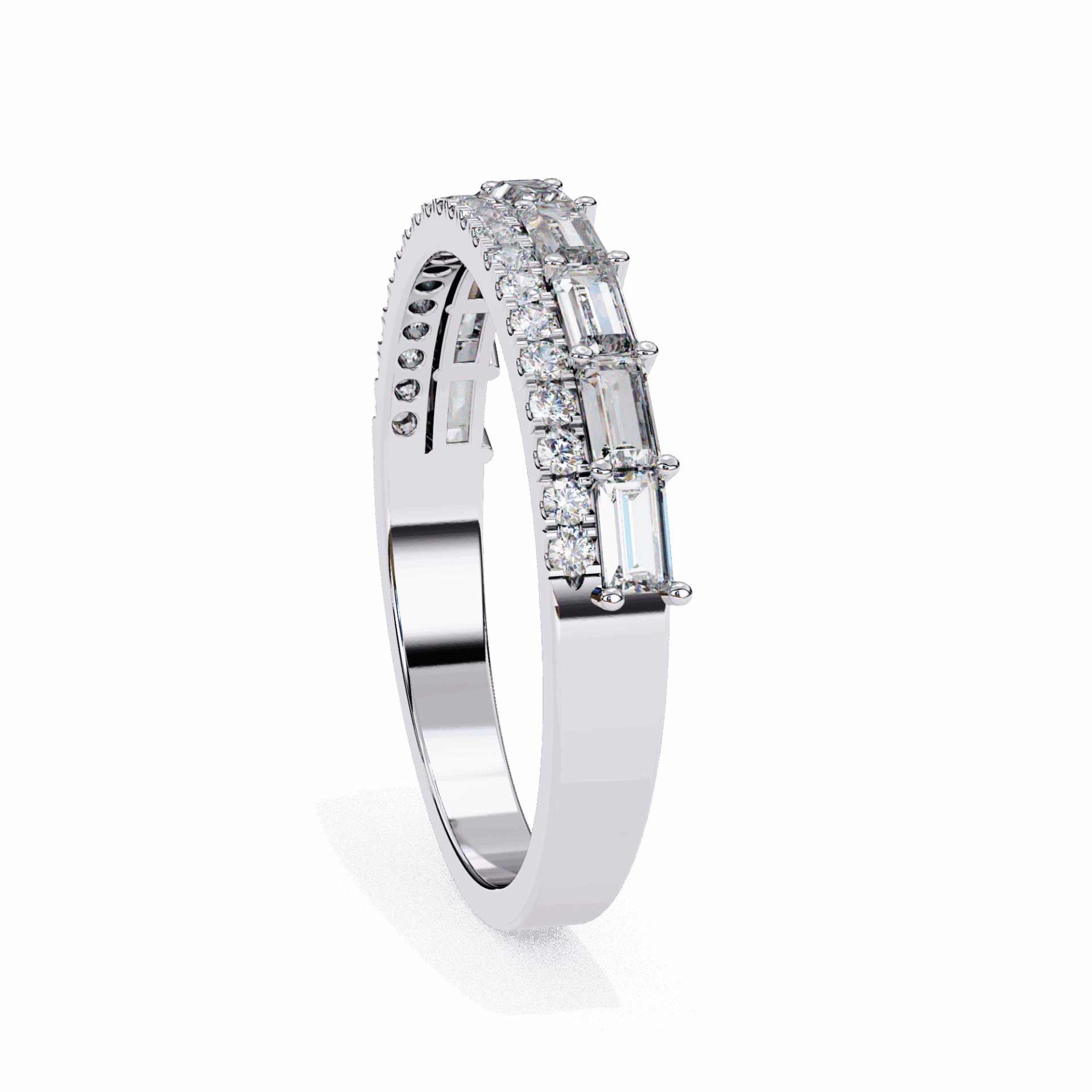 0.75 Carat Baguette and Round Eternity Ring in Moissanite | House of Estara