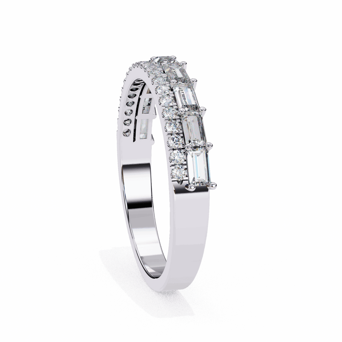 0.75 Carat Baguette and Round Eternity Ring in Moissanite | House of Estara