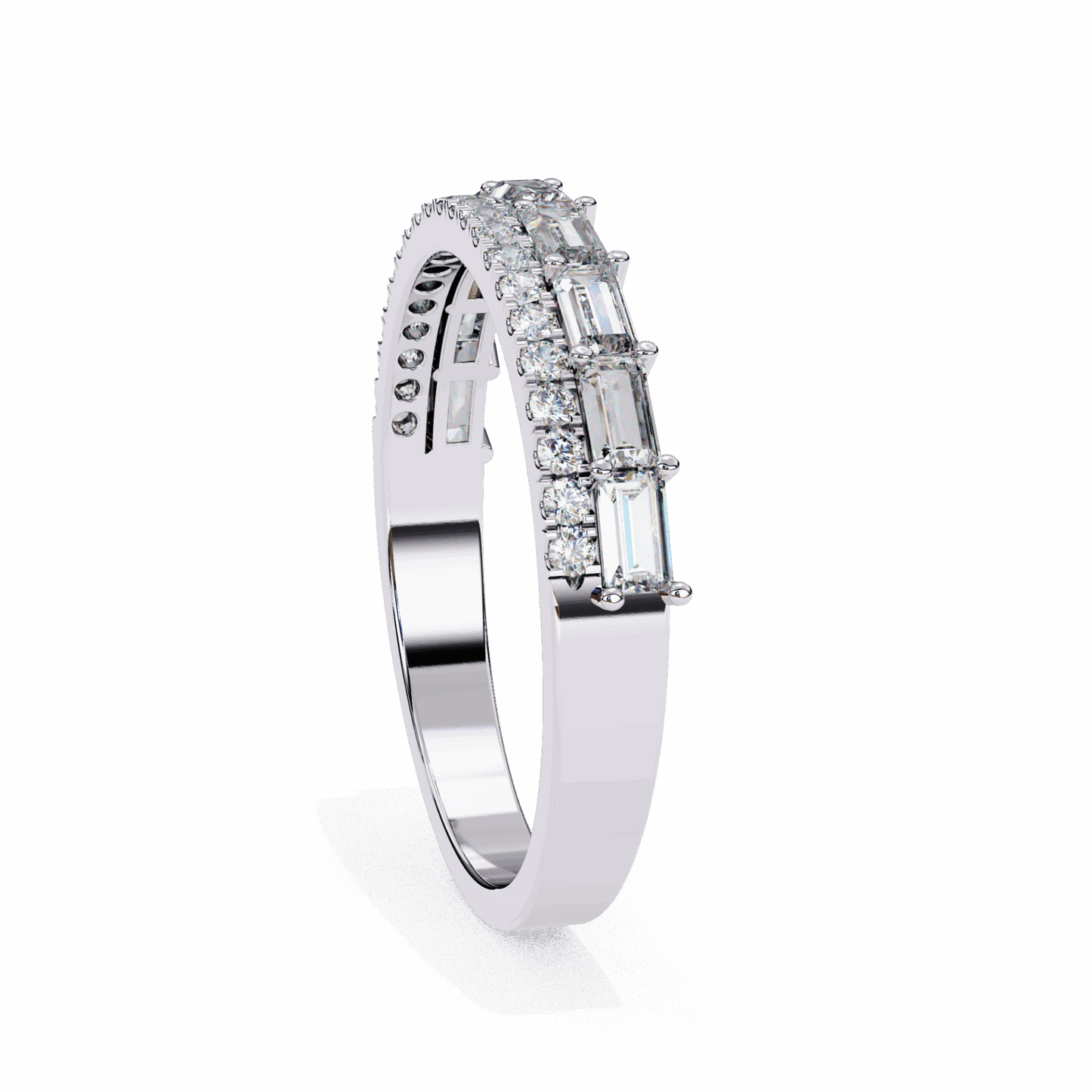 0.75 Carat Baguette and Round Eternity Ring in Moissanite | House of Estara
