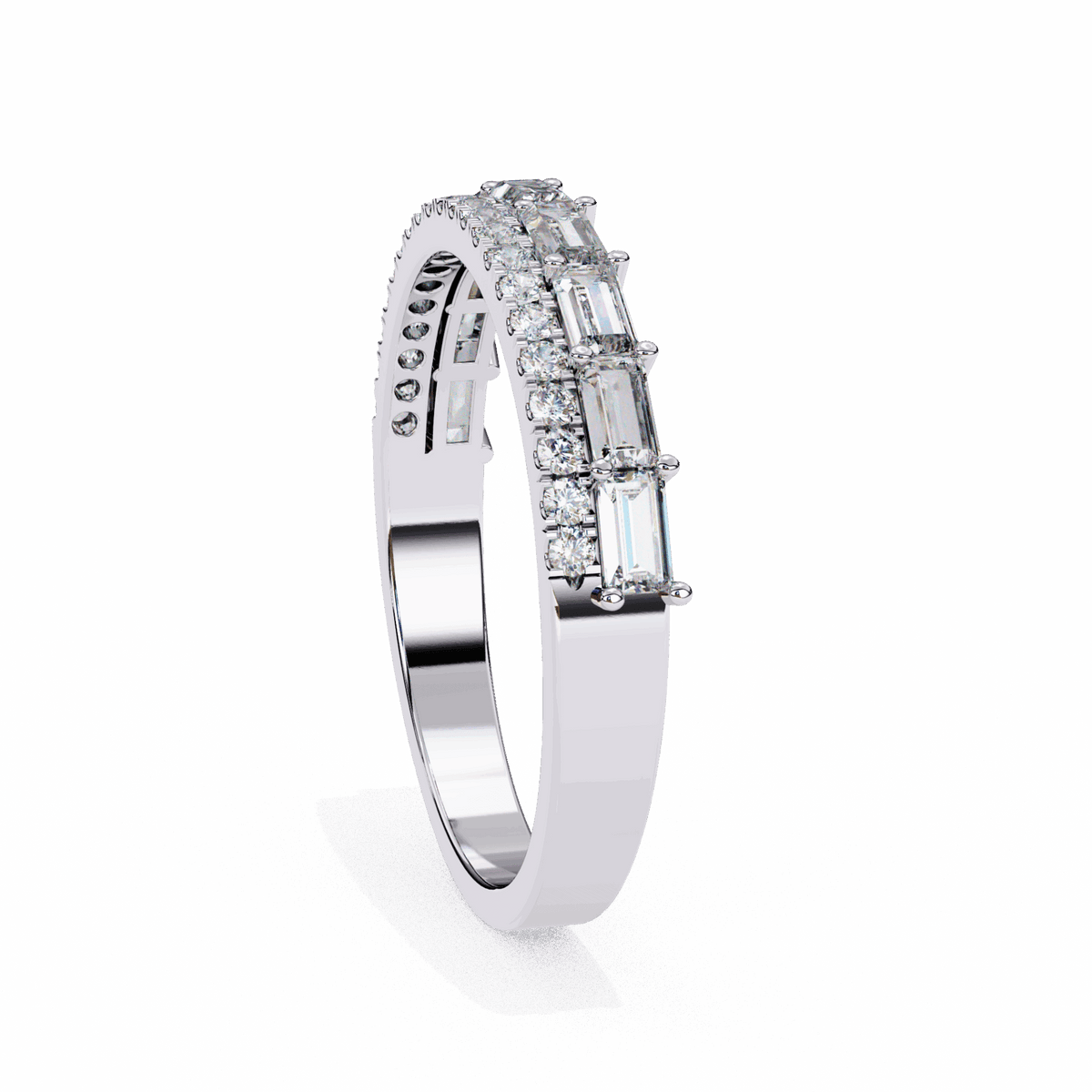 0.75 Carat Baguette and Round Eternity Ring in Moissanite | House of Estara