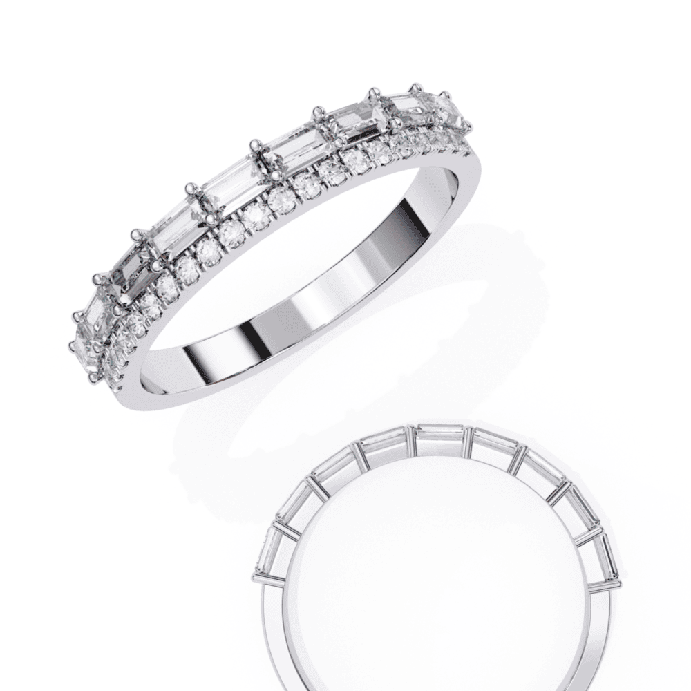 0.75 Carat Baguette and Round Eternity Ring in Moissanite | House of Estara