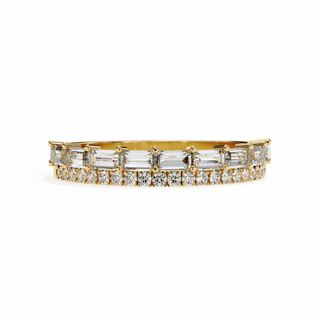 0.75 Carat Baguette and Round Eternity Ring in Moissanite | House of Estara