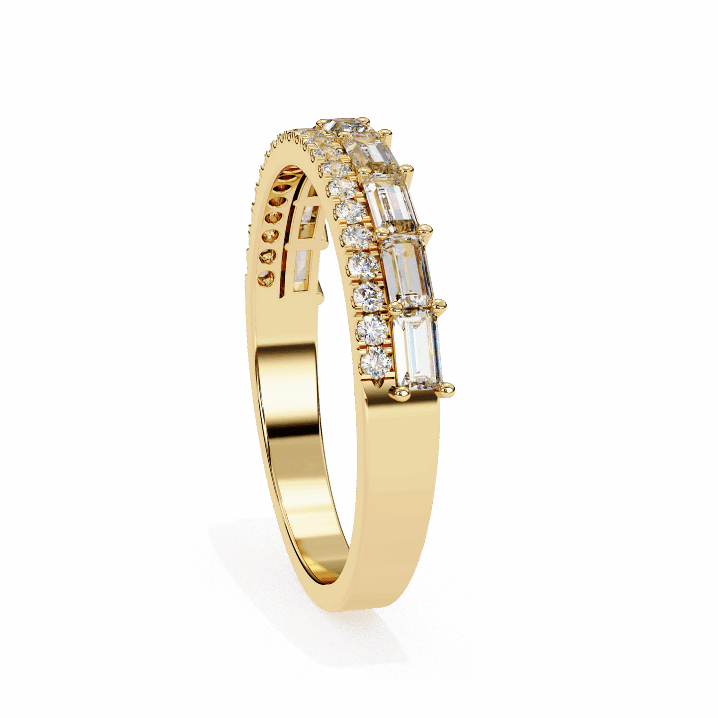 0.75 Carat Baguette and Round Eternity Ring in Moissanite | House of Estara
