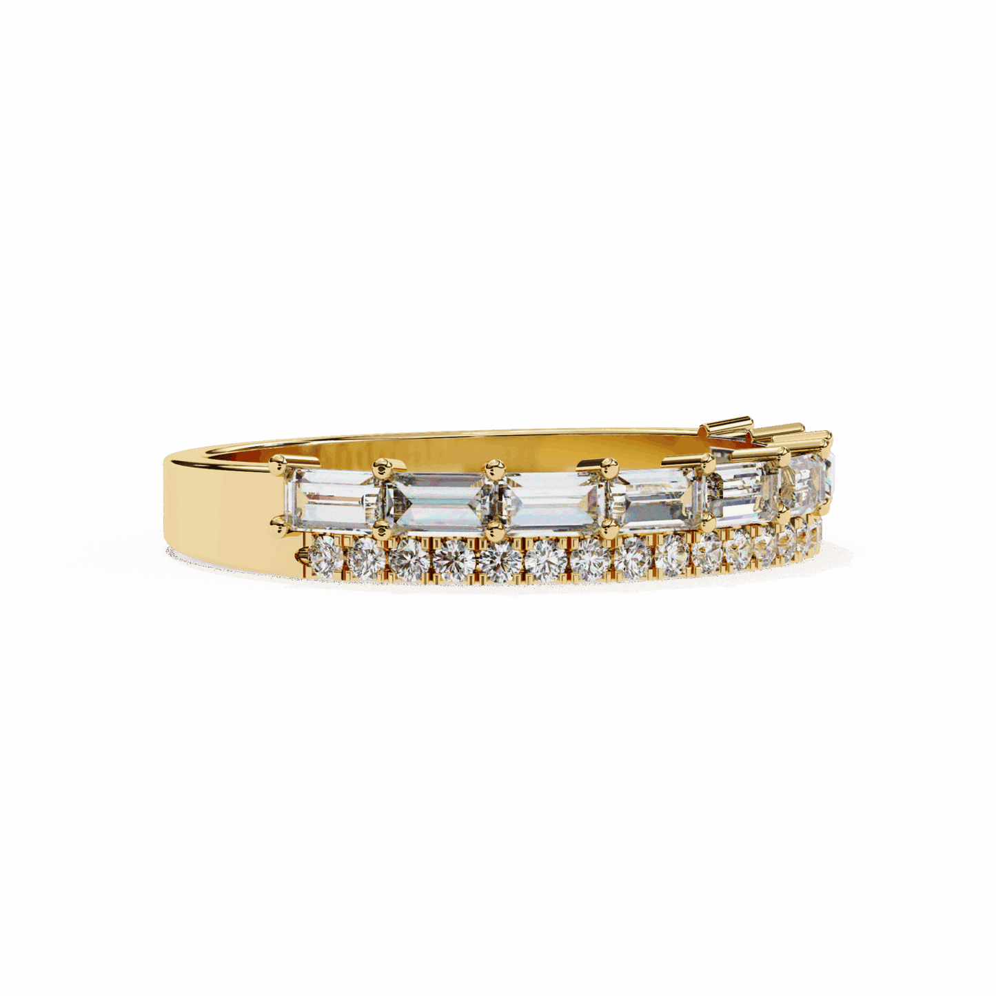 0.75 Carat Baguette and Round Eternity Ring in Moissanite | House of Estara