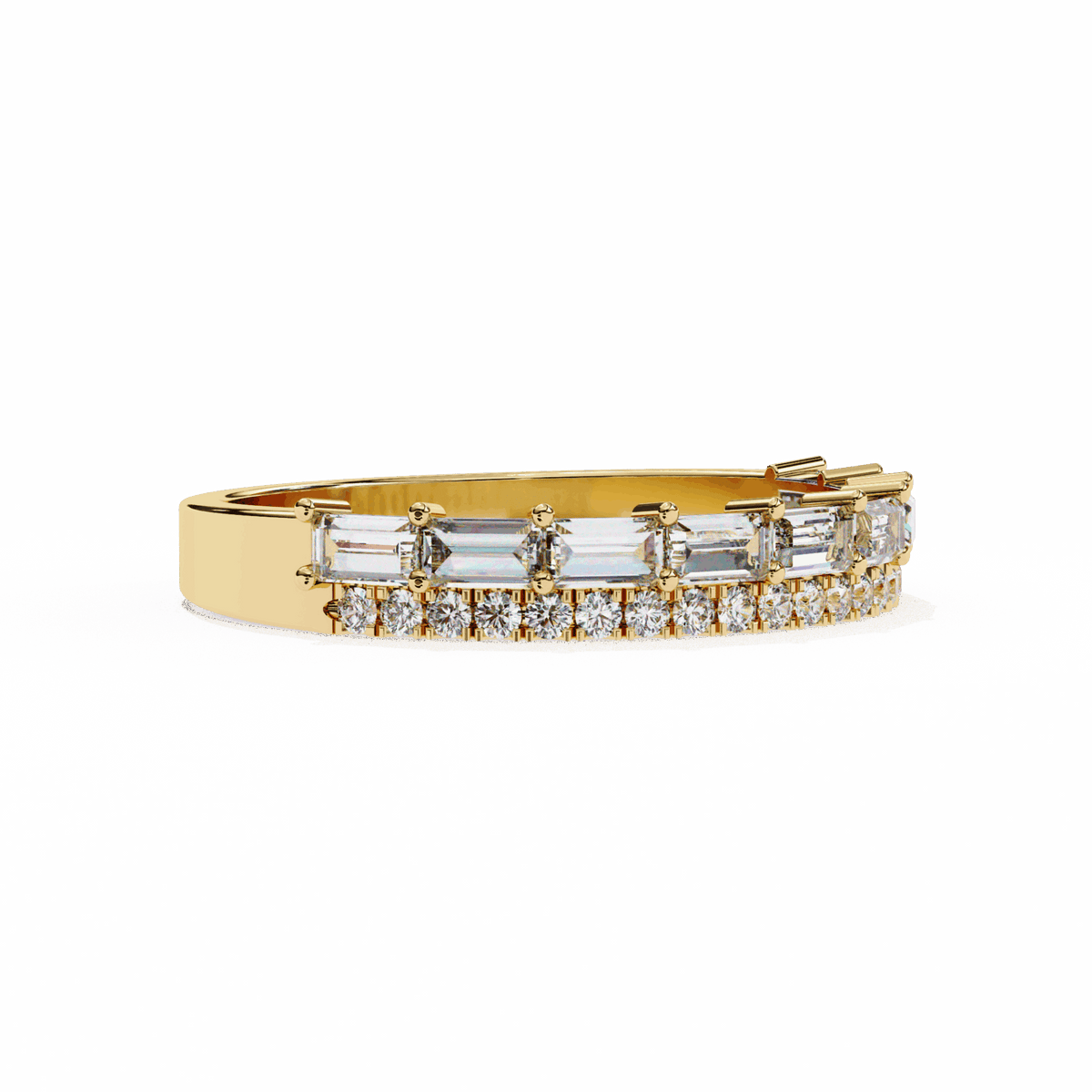 0.75 Carat Baguette and Round Eternity Ring in Moissanite | House of Estara