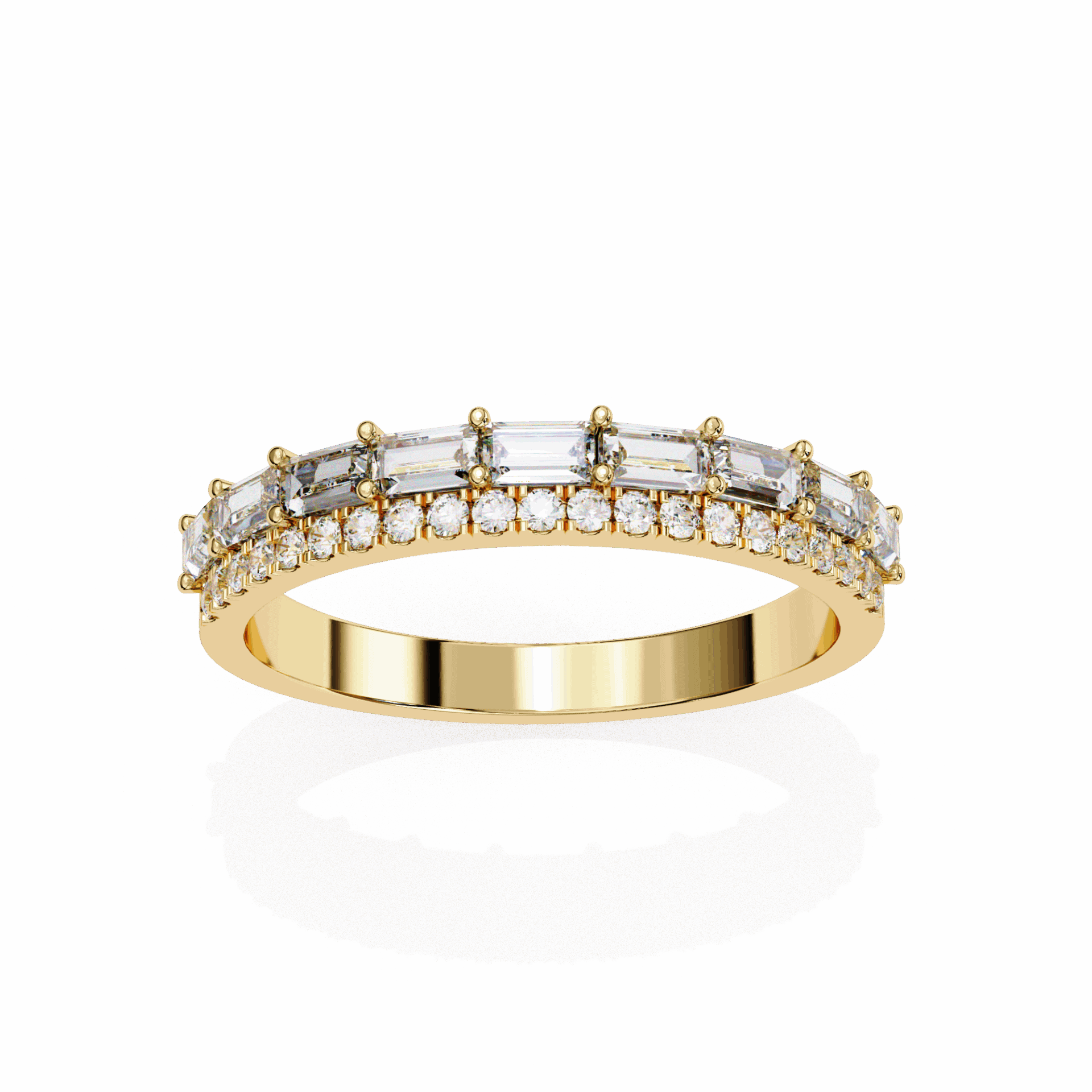 0.75 Carat Baguette and Round Eternity Ring in Moissanite | House of Estara