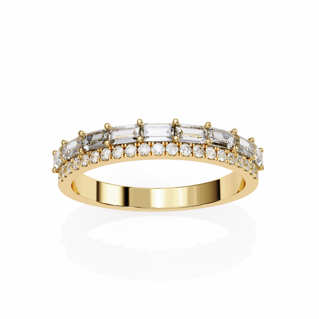 0.75 Carat Baguette and Round Eternity Ring in Moissanite | House of Estara
