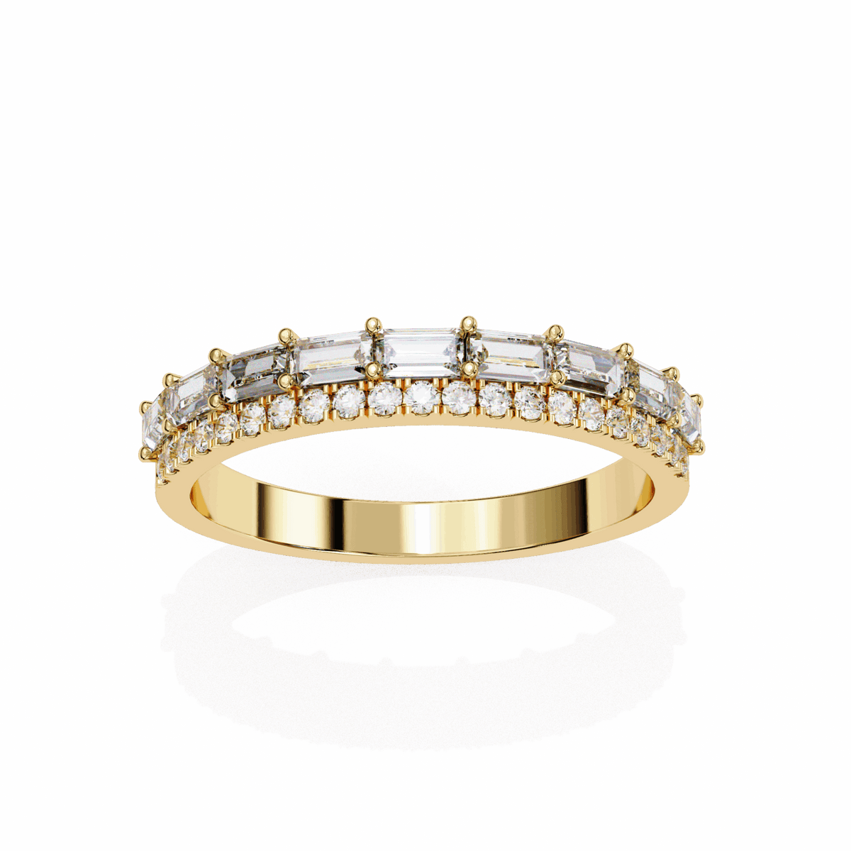 0.75 Carat Baguette and Round Eternity Ring in Moissanite | House of Estara