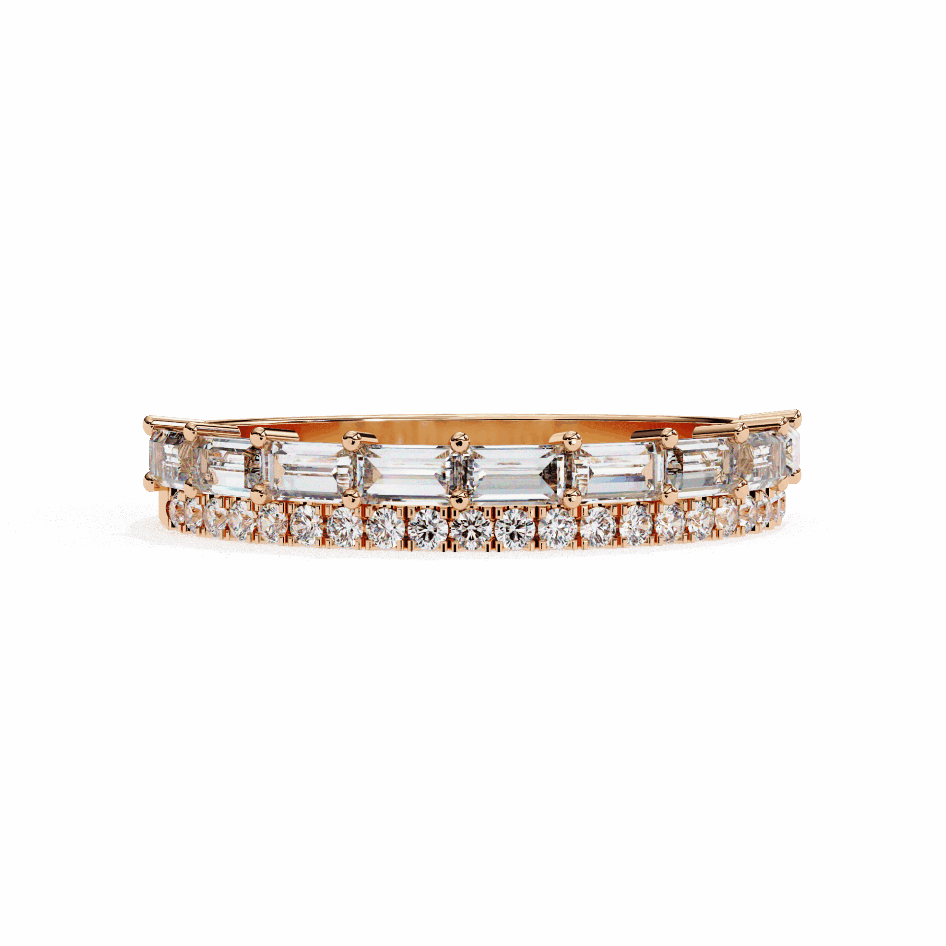 0.75 Carat Baguette and Round Eternity Ring in Moissanite | House of Estara