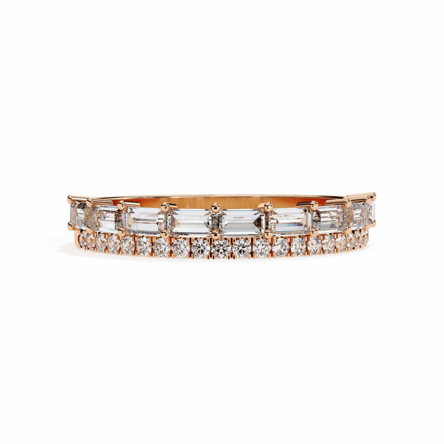0.75 Carat Baguette and Round Eternity Ring in Moissanite | House of Estara