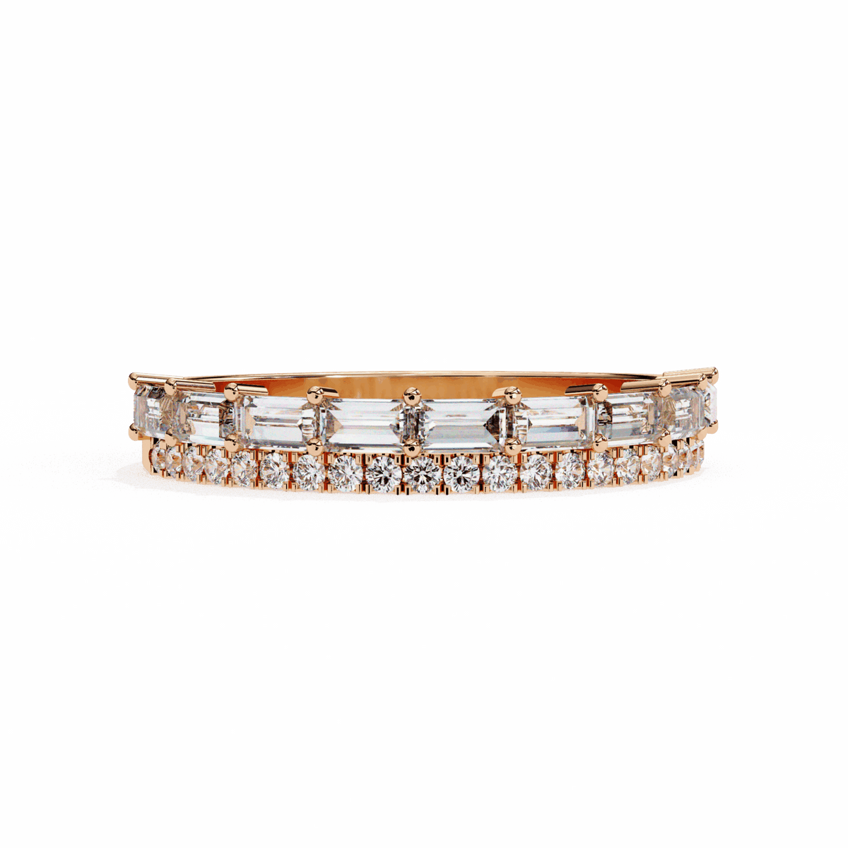 0.75 Carat Baguette and Round Eternity Ring in Moissanite | House of Estara