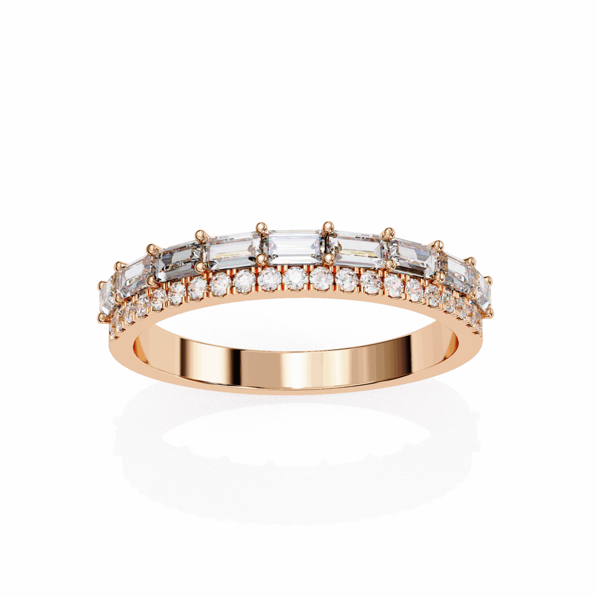 0.75 Carat Baguette and Round Eternity Ring in Moissanite | House of Estara