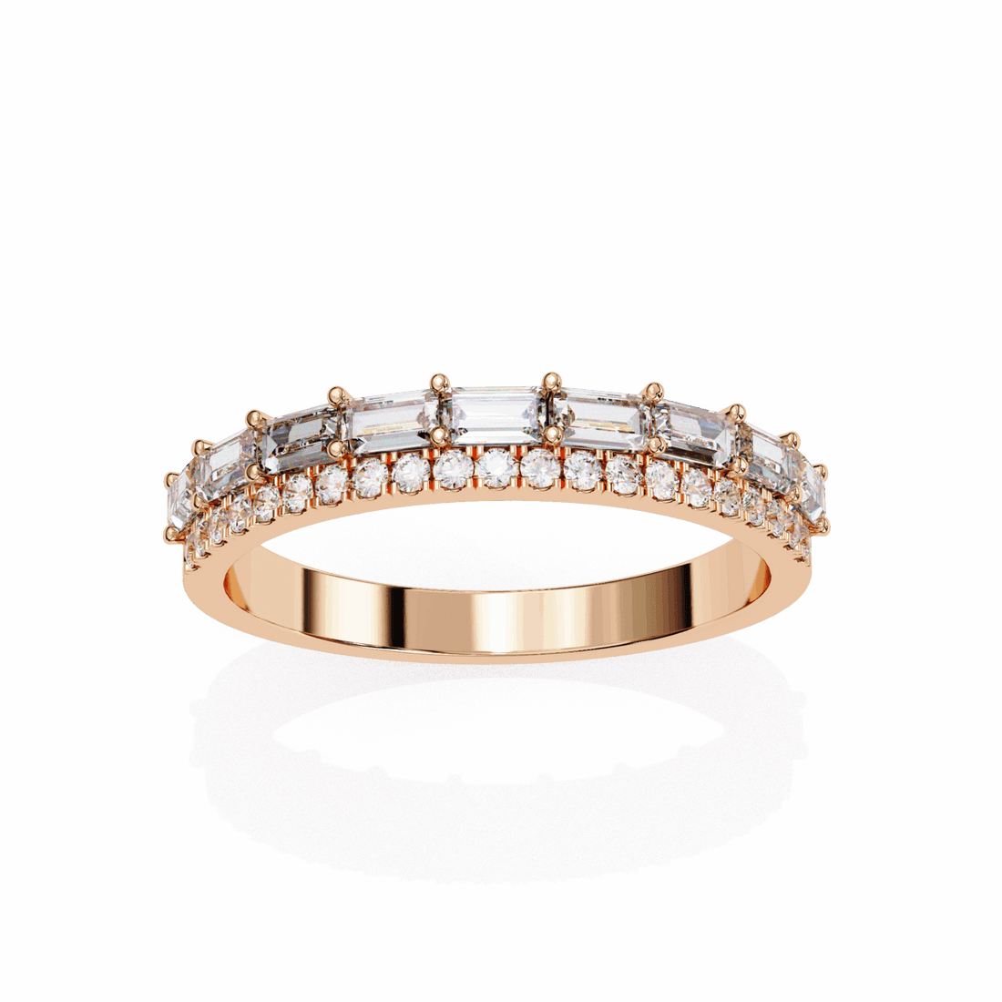 0.75 Carat Baguette and Round Eternity Ring in Moissanite | House of Estara