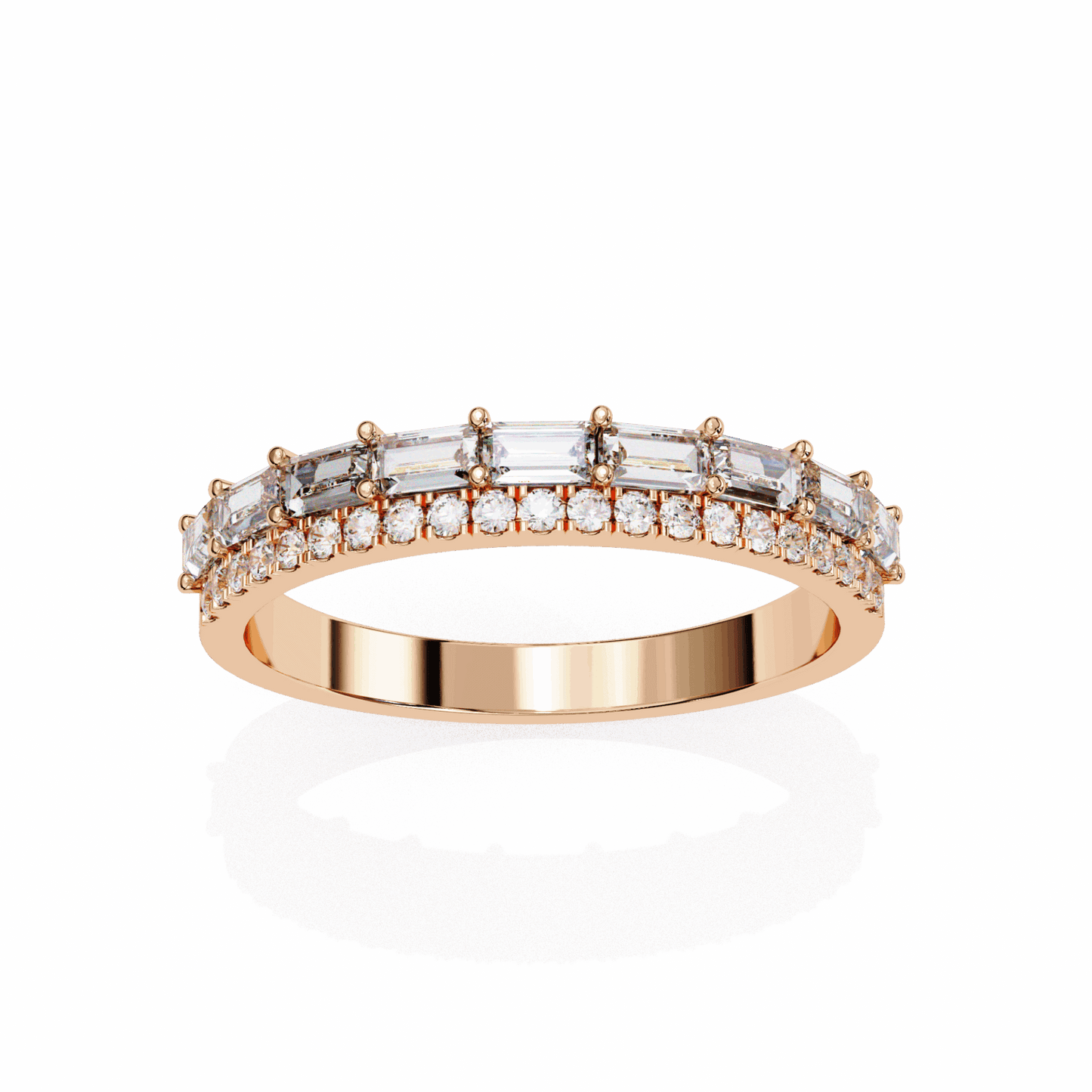 0.75 Carat Baguette and Round Eternity Ring in Moissanite | House of Estara