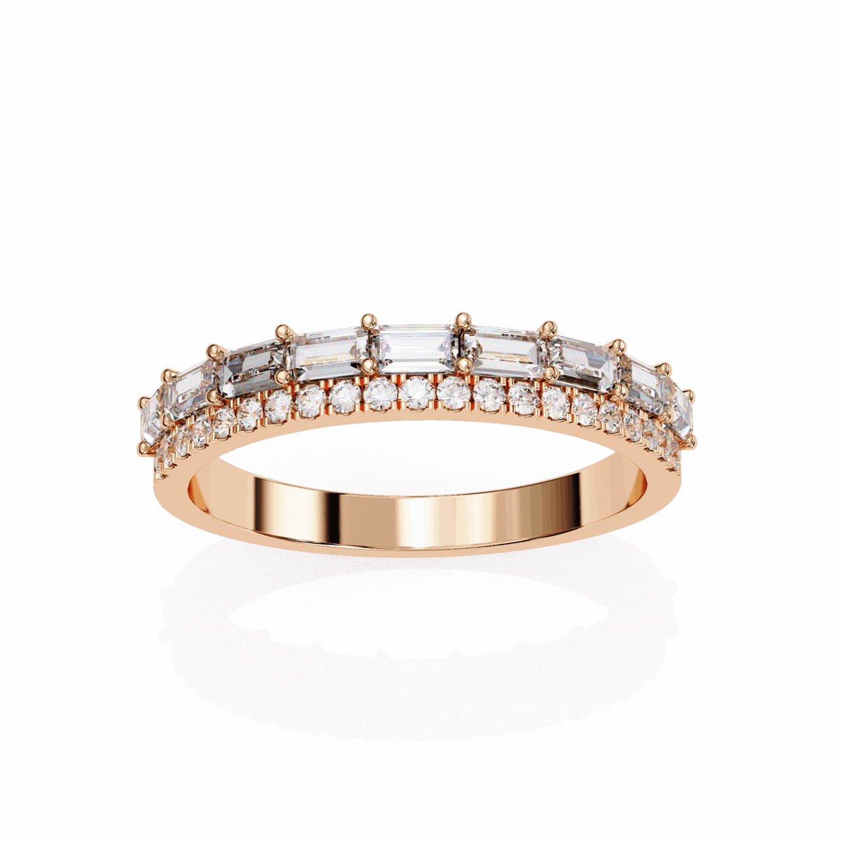 0.75 Carat Baguette and Round Eternity Ring in Moissanite | House of Estara